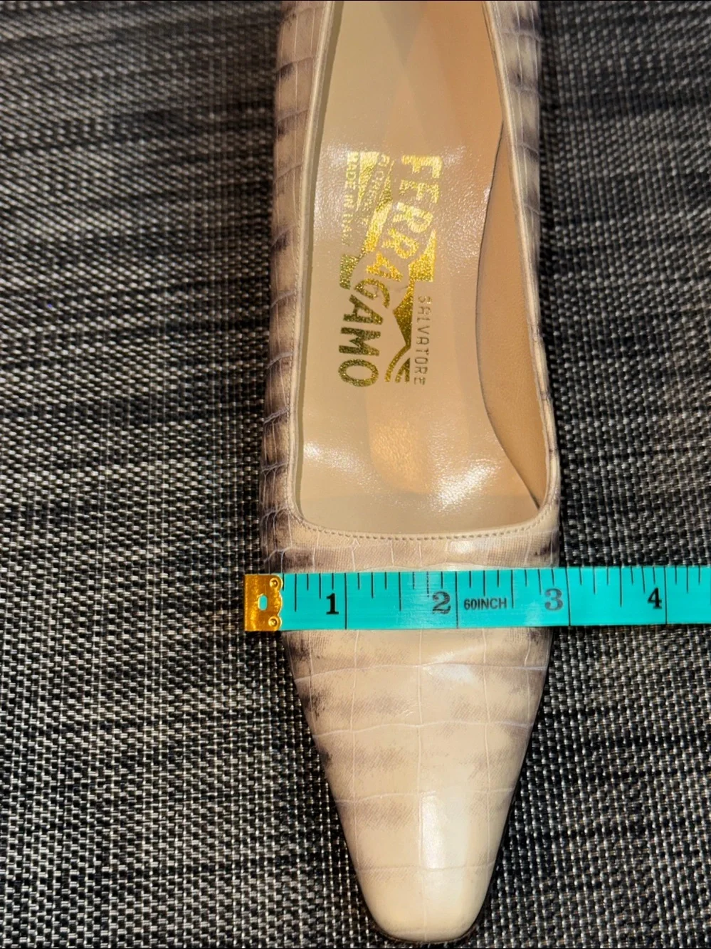 Embossed Leather Animal Print Pumps